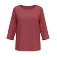 thumbnail image 4 of cocolona Womens Summer Tops 3/4 Sleeve Crew Neck Shirts Dressy Casual Loose Pullover Blouses, 4 of 5