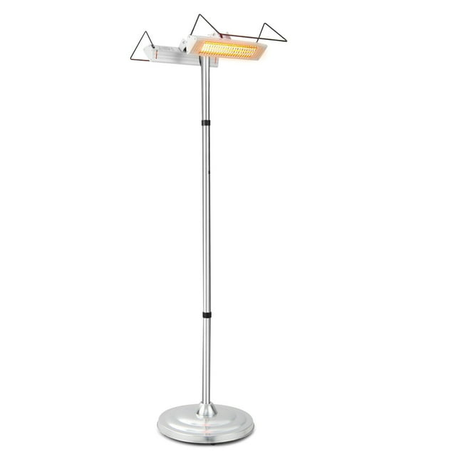 Gymax Chauffage Électrique sur Pied 1500 W avec Chauffage Double Face, Chauffage Infrarouge pour Patio