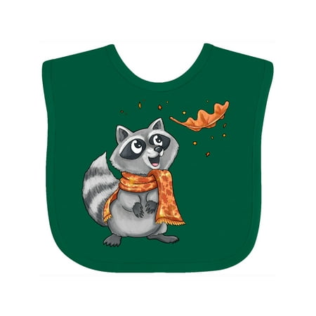 

Inktastic Cute Raccoon with Scarf with Orange Autumn Leaf Gift Baby Boy or Baby Girl Bib