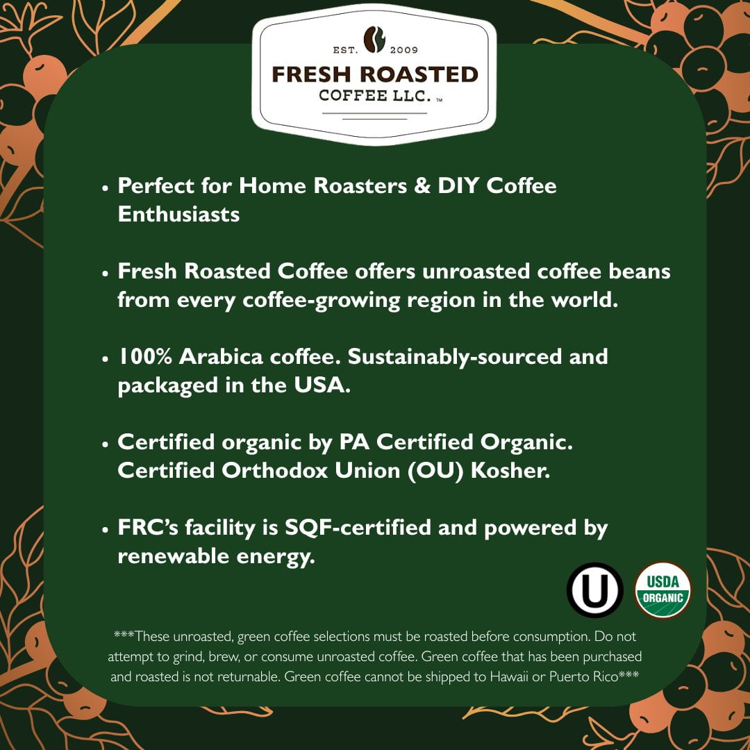 Fresh Roasted Coffee, Organic Unroasted Mexican Coffee Beans, 80 oz