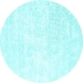 thumbnail image 1 of Ahgly Company Indoor Round Solid Light Blue Modern Area Rugs, 4' Round, 1 of 4