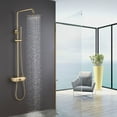 thumbnail image 2 of Wall Mounted Exposed Brushed Gold Rain Shower System Set, Triple Function Tub Spout Shower Faucet Fixture Combo Set, 2 of 5
