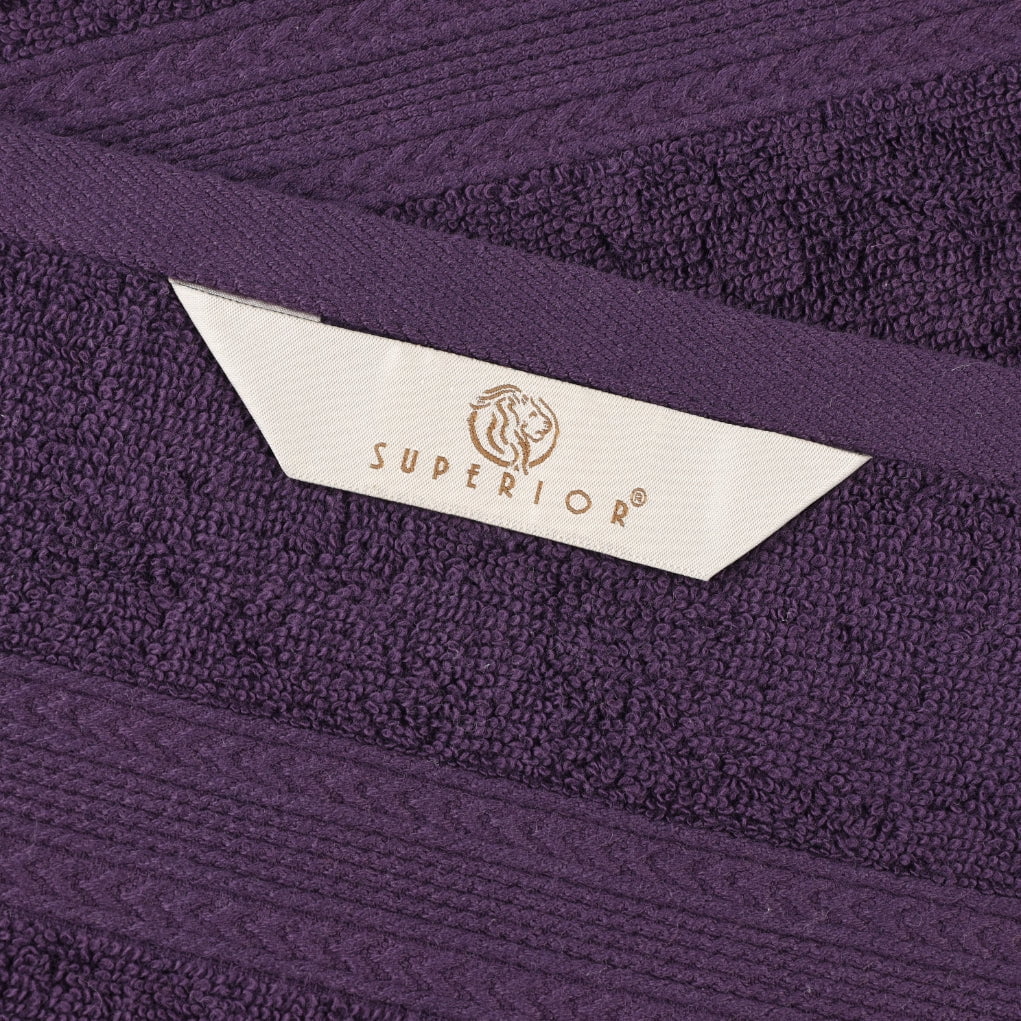 Superior Eco-Friendly Cotton Solid 12-Piece Eggplant Towel Set