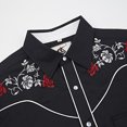 thumbnail image 4 of COEVALS CLUB Men's Western Cowboy Embroidered Shirts Long Sleeve Pearl Snap Dress Button up Cotton Shirts P2-1 Black 4X-Large, 4 of 7
