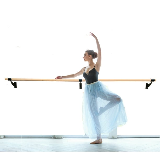 Ballet Barre Single Bar 20 FT Long 1.5 Diameter Black for Kids and Adults Wall Mounted Fixed Height Ballet Bar Traditional Wood Home Studio Ballet Bar Dance Bar Stretch Bar Dancing Stretching