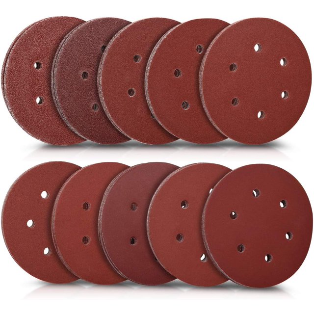 Disco de lija redondo 50x - Papel de lija para lijadora - Hojas de lija adhesivas para ganchos y rasguños - Grano 40 a 400 - Diámetro 150 mm
