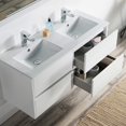 thumbnail image 3 of Blossom Valencia 48″ Floating Vanity | Glossy White | Double Ceramic Sinks | Wall Mount | 4 Soft-Close Drawers, 3 of 6