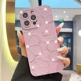 thumbnail image 3 of Funda transparente con diseño de flores y diamantes con baño de purpurina para iPhone 16, 15 Pro Max, 14, 13, 12 y 11, funda de silicona suave a prueba de golpes con brillantes diamantes de imitación, 3 of 5