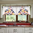 thumbnail image 3 of Yayeee Kitchen Curtains Tier Set of 2 Light Filtering 57"x36" Over Sink Window Panels, White Abstract Triangles, 3 of 7