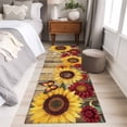 thumbnail image 4 of 2'x6' Rug Runners for Hallways Kitchen, Sunflower Brown Wooden Non Slip Entryway Beside Floor Carpet Runner, Vintage Flowers Butterfly Washable Laundry Room Bedroom Throw Rugs Mat for Family Pet, 4 of 8