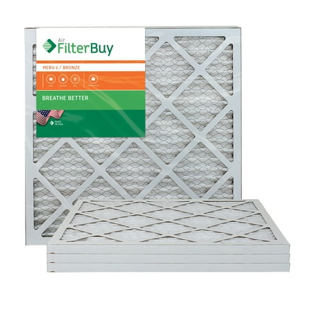 AFB Bronze MERV 6 20x20x1 Pleated AC Furnace Air Filter. Pack of 4 Filters. 100% produced in the USA.