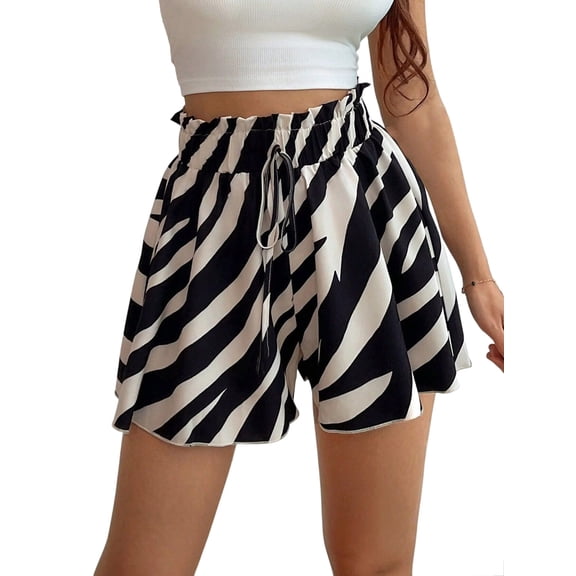 Women's Wide Leg Elastic High Waist Lightweights Shorts for Casual Summer XS