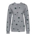 thumbnail image 3 of LUXUR Ladies Sweatshirt Stars Print Pullover Drawstring Hoodies Loose Fit Hooded Tops Long Sleeve Light Gray 4XL, 3 of 7