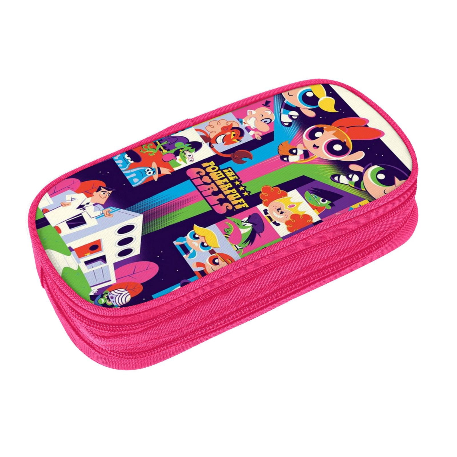 The Powerpuff Gi-rls Pencil Case Large Capacity Pencil Pouch Penbag Office Stationery Organizer Travel Makeup Bag Pink