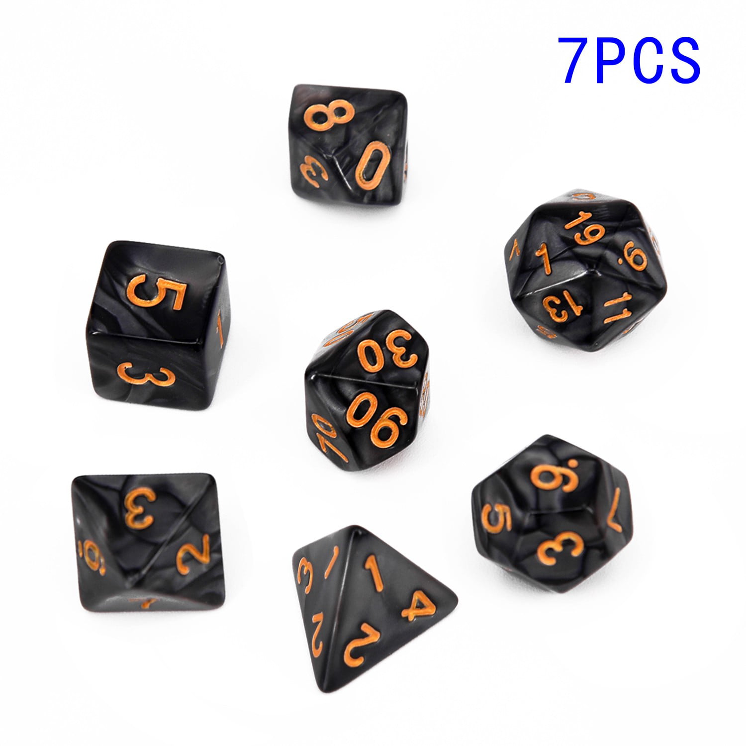 1 Set 4/6/8/10/12/20/% Black Polyhedral Dice Suit For DND RPG MTG Board Game TOP 