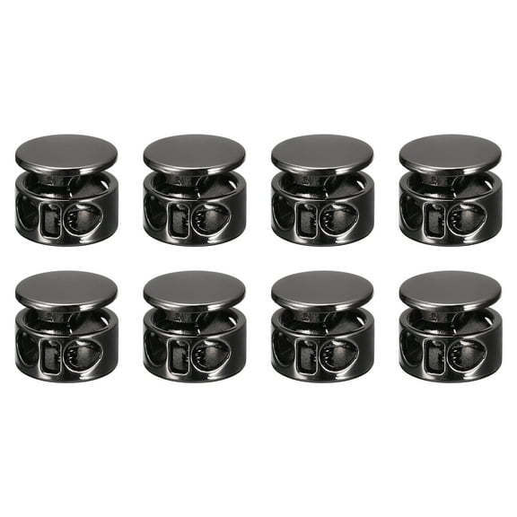 Uxcell 8Pack Metal Cord Locks, 3mm Double Hole Toggle Spring Stop Cord Locks End Fastener Slider, Metallic Black