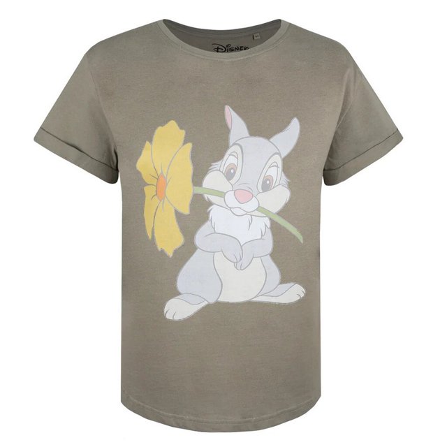 Bambi - Camiseta de Thumper Flor para Mujer (Caqui Claro, Azul, Amarillo)