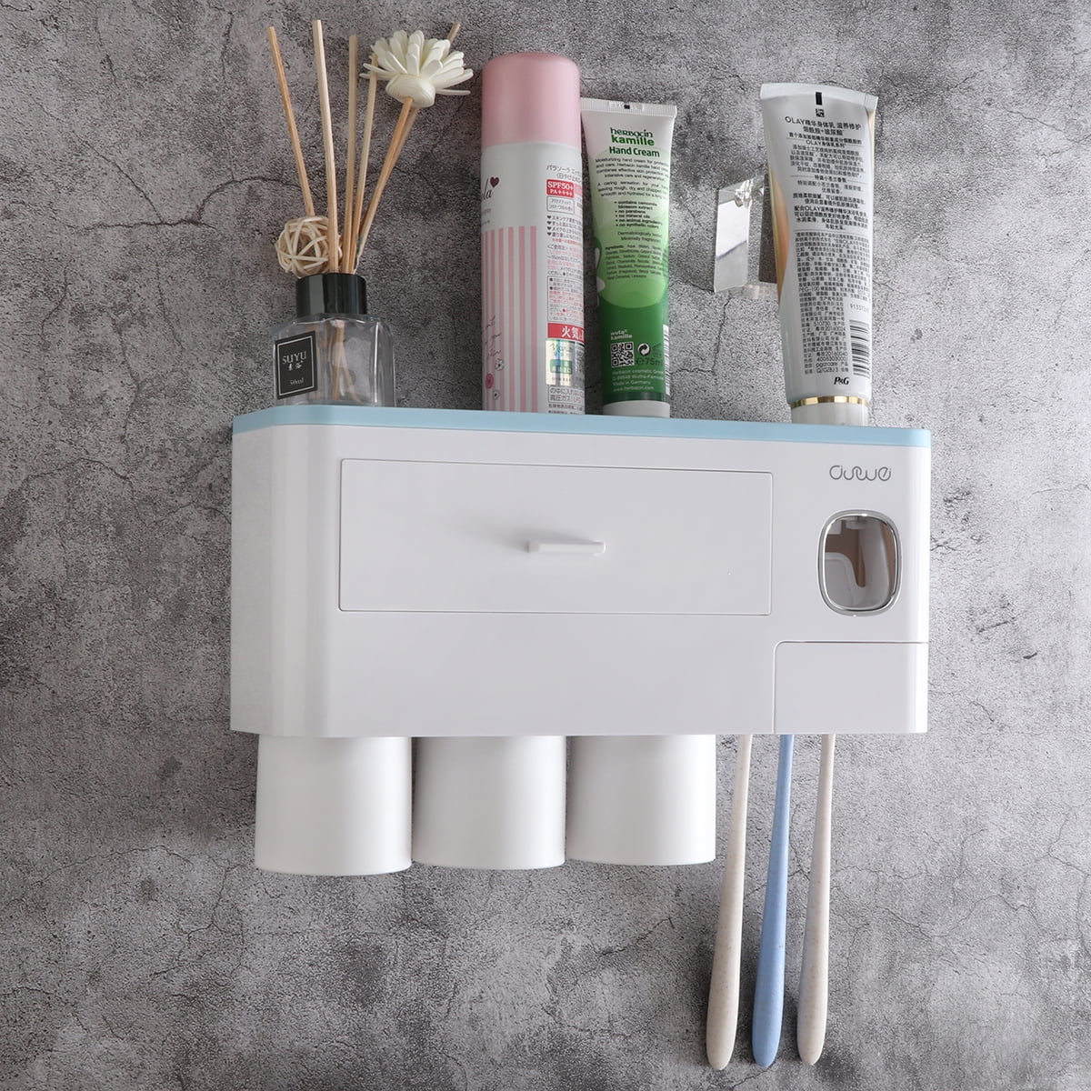 Details about   Automatic Toothpaste Dispenser Toothbrush Holder Wall Mount Storage Rack *2 CUPS 