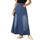 thumbnail image 2 of Falda de mezclilla casual INSPIRE CHIC para mujer, de talle alto, en línea A, falda maxi acampanada XS azul, 2 of 6