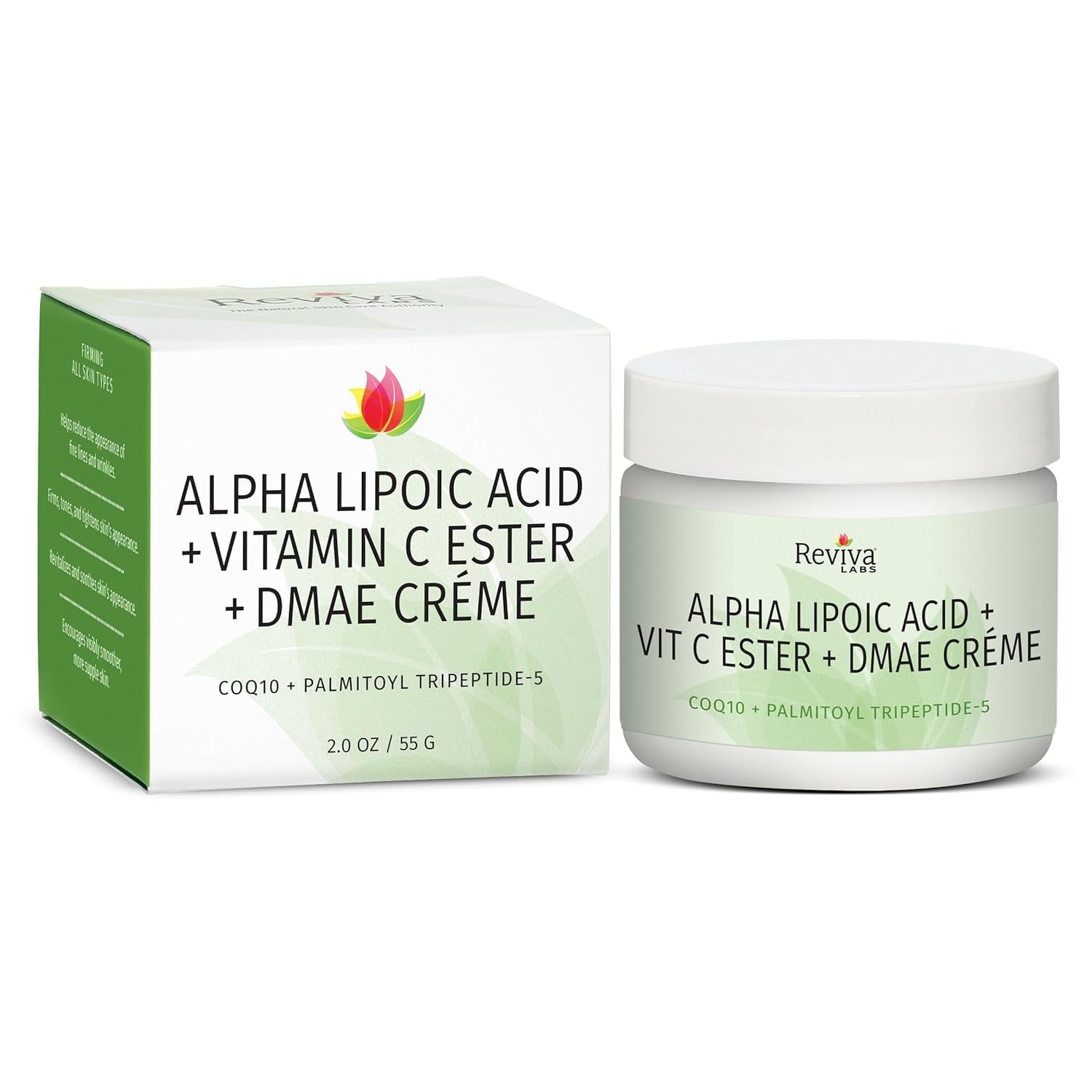 Reviva Labs DMAE Cream with Alpha Lipoic Acid, Vitamin C Ester - Skin Firming and Moisturizing Cream
