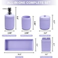 thumbnail image 3 of Resin Light Purple Bathroom Accessories Set 5 Pcs, Lotion Soap Dispenser, Toothbrush Holder, Bathroom Tumbler, Qtip Holder and Vanity Tray, Bathroom Countertop Organizer Set for Home Apartment, 3 of 16