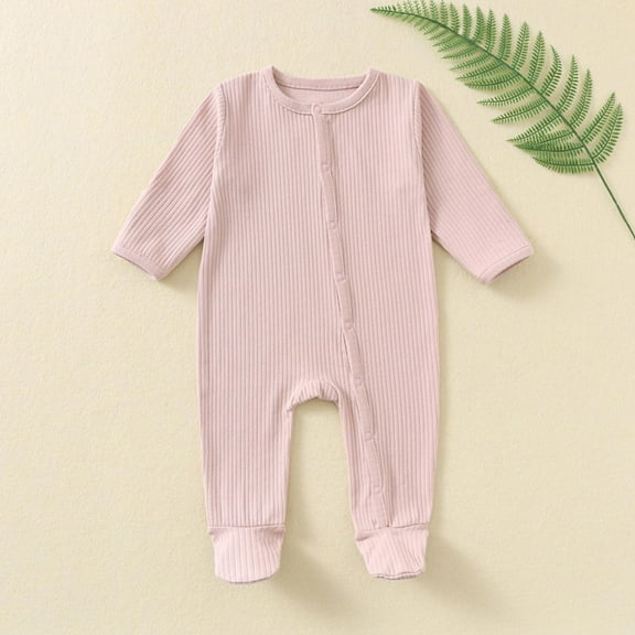 Timegard Toddler Baby Clothes Infant Boy Girl Button up Comfy Footed Onesie Fall Pjs Sleep Play Outfits