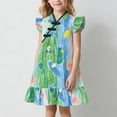 thumbnail image 2 of Bxsruta Girls 2-8 Years Chinese Cheongsam Dress Long Sleeve Summer Party Princess Dress Soft Stretchy, 2 of 6