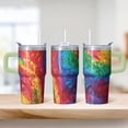 thumbnail image 2 of 20oz Geometric Texture Insulated Travel Mug with Handle, Stainless Steel Double Wall Coffee Tumbler Leak Proof Lid, 2 of 5