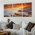 thumbnail image 2 of Nawypu Large Canvas Wall art Ocean Decoration Beach Theme Sunset Wave art Suitable for living room Office Bedroom and other advanced wall art-ocean Sunset Photography-Beach 12''x16''X3 Panels, 2 of 4