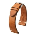 thumbnail image 2 of Hirsch Bagnore Retro-Style Leather Watch Strap - Golden Brown - L - 20mm - Shiny Silver Buckle - Retro-Styled Calf Leather Band, 2 of 9