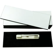 Name Badge Blanks with Pin - 25 Pack White 1" X 3"