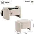 thumbnail image 2 of 27 Inch Teddy Fabric Oval Storage Ottoman, Upholstered Foot Stools Ottoman with Storage, Vanity Stool, Modern Multifunctional Chair for Makeup Room, Bedroom, Living Room (Beige), 2 of 7