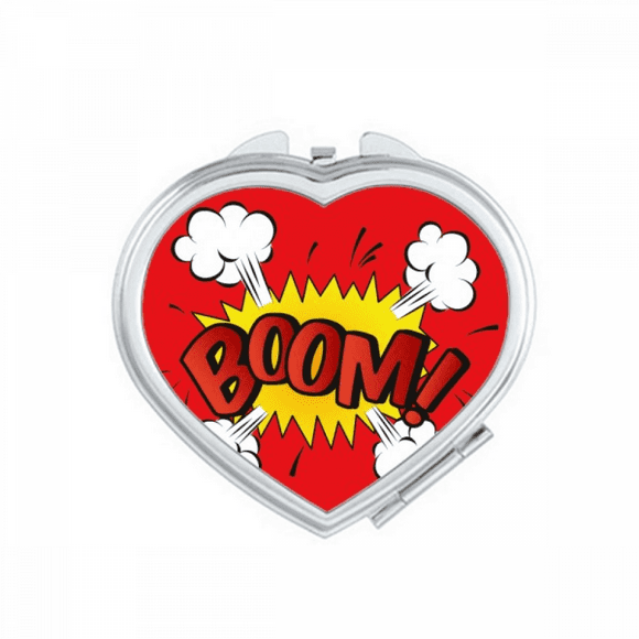 Boom Clouds Gas Exclamation Mirror Heart Portable Hand Pocket Makeup