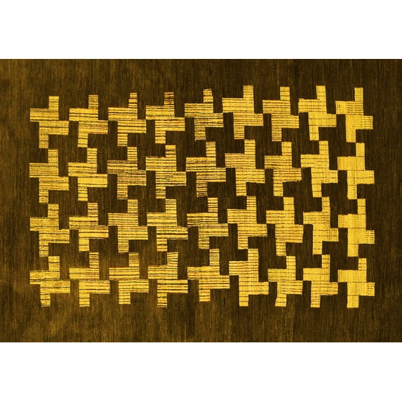 Ahgly Company Indoor Rectangle Abstract Yellow Modern Area Rugs, 8' x 10'