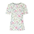 thumbnail image 5 of Women's Boho Flowers T Shirts Graphic Tees Summer Tops Wildflower Floral Shirt Short Sleeve Casual Loose Fit Shirt, 5 of 5