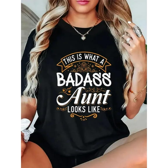 Fashion Tshirt This is What A Badass Aunt Looks Like Soon To Be Auntie Tee T-Shirt