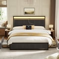 thumbnail image 5 of GUNAITO Queen Bed Frame with Headboard, Platform Bed with 2 Drawers, Velvet Upholstered Bed Frame with LED Lights & Charging station，Dark Grey, 5 of 11
