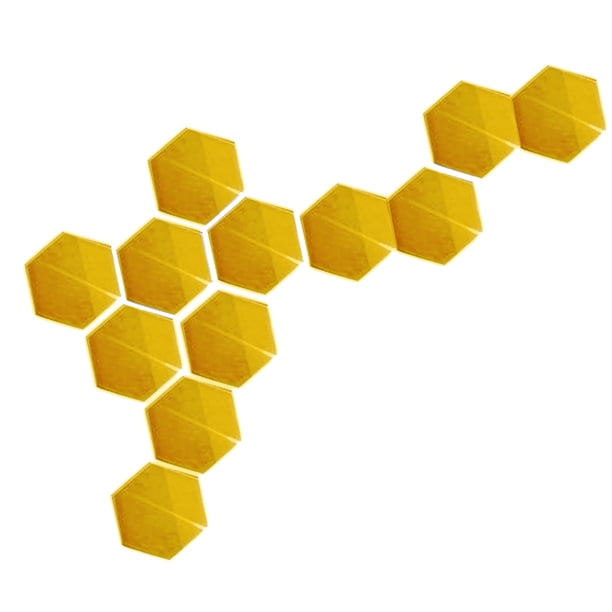 12x de Pared de Espejo 3D Hexagonal Calcomanía Removíble Autoadhesiva Oro Gloria Hexagon 3D Mirro pegatinas de pared
