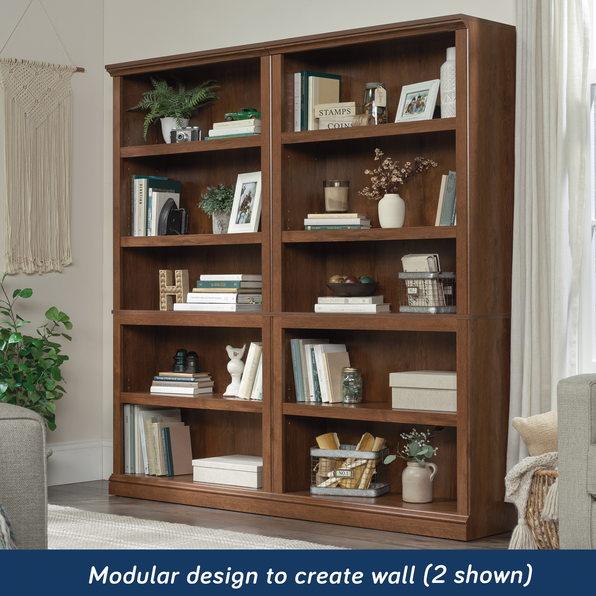 Sauder Select 5-Shelf Bookcase, Oiled Oak photo 2