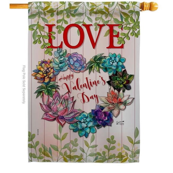 Angeleno Heritage H137147-BO Succa for Love Springtime Valentine Double-Sided Garden Decorative House Flag, Multi Color