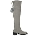 thumbnail image 3 of BLISSFUL STEP Women's Block Heel Thigh High Boots Lace up Over Knee High Boots Grey 8.5, 3 of 7