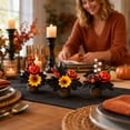 thumbnail image 6 of Halloween Artificial Pumpkin Tabletop Ornamnet, Woven Pot Arrangement with Black Maple Leaves Sunflowers and Berries for Spooky Fall Centerpiece Display, Festive Home Accent, 6 of 7