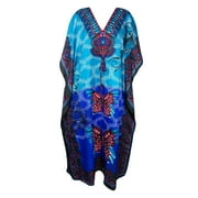Womens Kaftan Maxi Dress, Blue Butterfyly Kaftan, Caftan, Beach Dress, Cruise Lounger 2XL