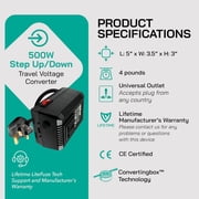 LiteFuze LC-500UK 500Watt Step Up/Down Travel Voltage Converter, UK Cord