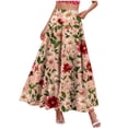 thumbnail image 3 of WMTBSRSW Long Skirts for Women Summer Vintage Floral Flowy Boho Maxi Skirt Trendy Beach Vacation Outfit with Pockets Pink XX-Large, 3 of 9