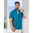 thumbnail image 5 of LA LEELA Men's Casual Button Down Short Sleeve Business Untucked Shirt Solid Oxford Shirts for Men S Plain, Turquoise, 5 of 5