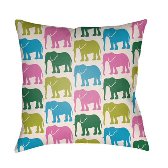 Lolita Elephant Fuchsia and Aqua 14 x 24 In. Pillow with Poly Fill