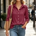 thumbnail image 2 of CBASIHI Womens Cotton Linen Button Down Shirts- Loose Fit Casual Lightweight Long Sleeve Collared Fall Tops Wine Size S-2XL, 2 of 9