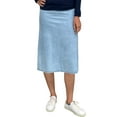 thumbnail image 1 of Women's Basic Modest 27" Below the Knee Midi Length Long Lightweight Denim Straight Skirt, 1 of 5
