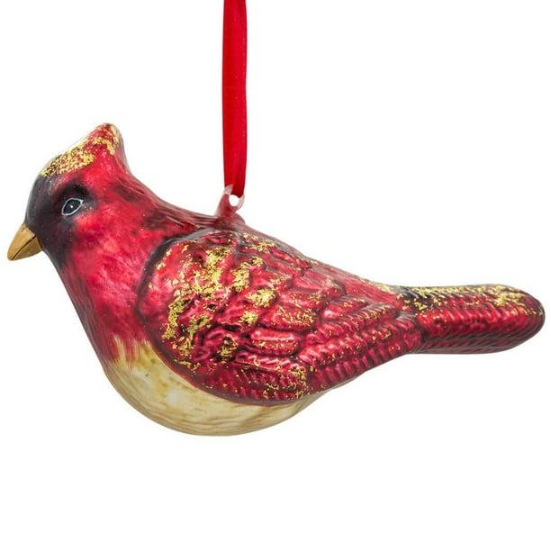 BestPysanky Red Cardinal Bird Glass Christmas Ornament 3 Inches